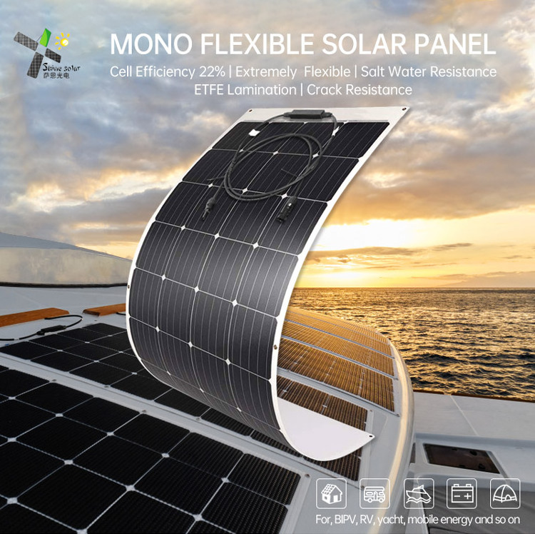 ETFE Monocrystalline Solar Panel 12V 50W 100W 120W 200W Semi Flexible Solar Panel for Tent Truck RV Camping boat