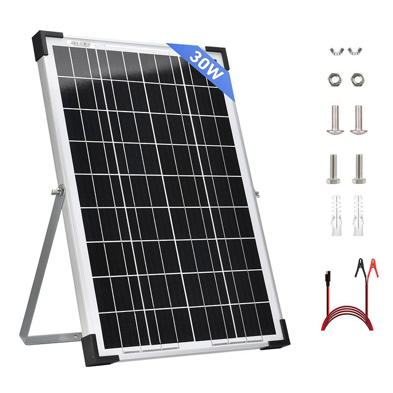 Solar Panel Kit 30W 40W 50W 60W 12V Battery Maintainer 10W Solar Charge Controller with Battery Clips  for Trailer Gate Opener