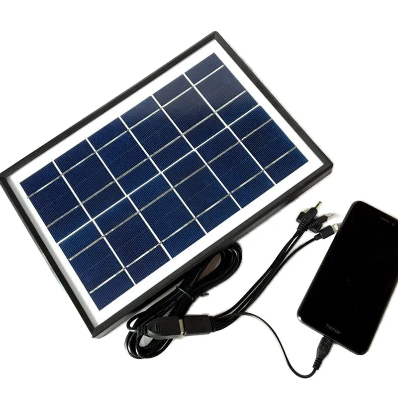 Solar Charger Portable Multi Function Plastic Case 6v 6w Mini Solar Panel For Outdoor Charging Mobile Phone