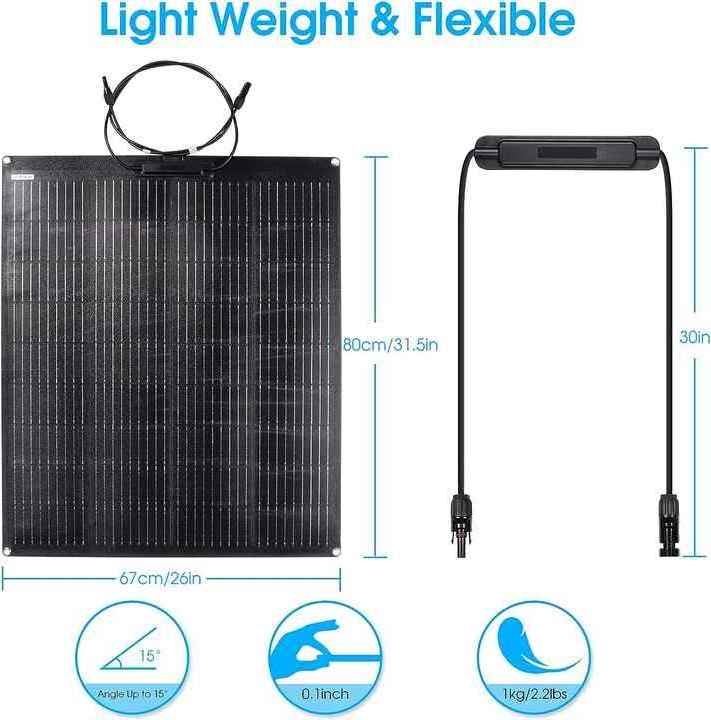 All Black flexible solar panel custom 50w 100w 160w 200w 300w thin film Etfe flexible solar panel