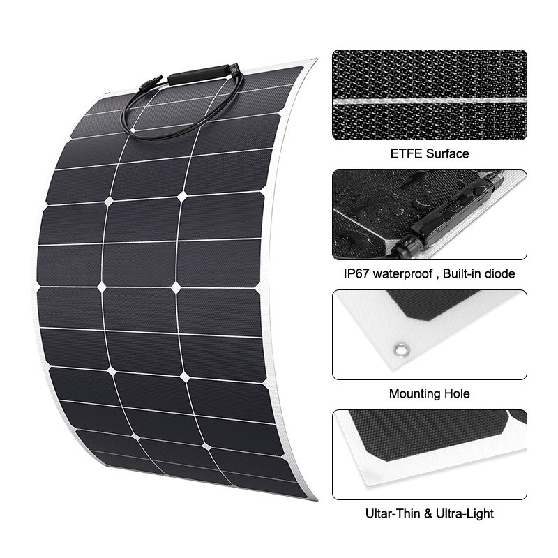 Hot sale 120w solar panel flexible Sunpower ETFE marine solar panel 100W flexible solar panel for RV boat yacht