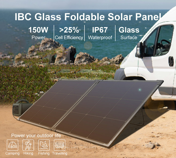 High Efficiency 150W Foldable Solar Panel IBC Cells Solar Suitcase folding solar panel for power station RV Camping Off Grid