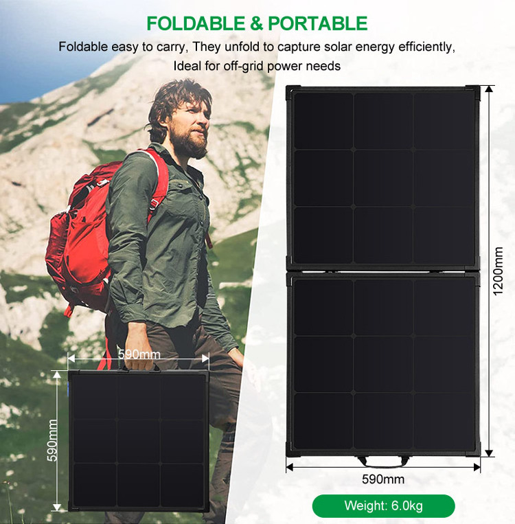 High Efficiency 150W Foldable Solar Panel IBC Cells Solar Suitcase folding solar panel for power station RV Camping Off Grid