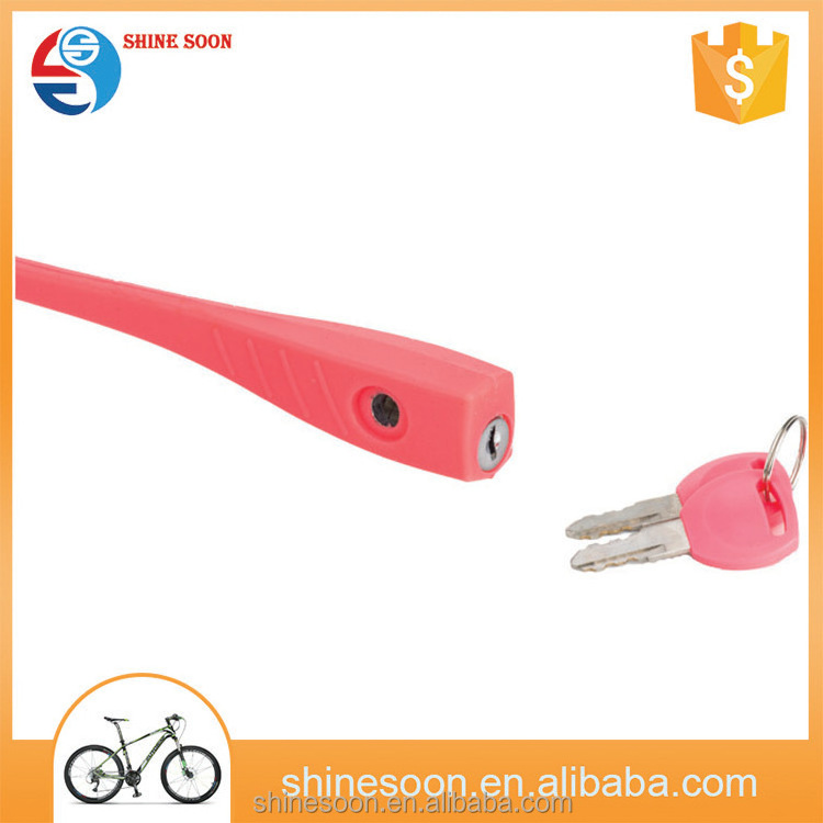 New Pink silicone bicycle cable lock steel security keys bike lock