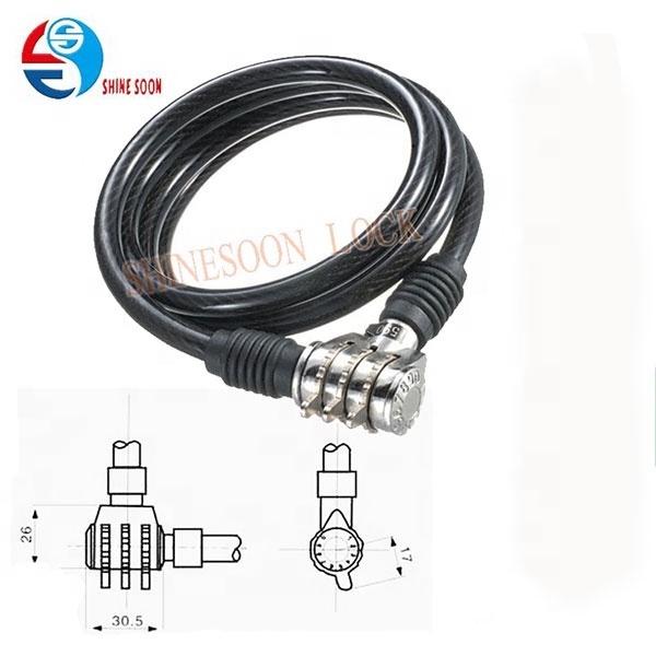 bicycle accessories safety bicycle cable lock 3 digits combination bicycle lock for bike cable anti theft code bike lock cable