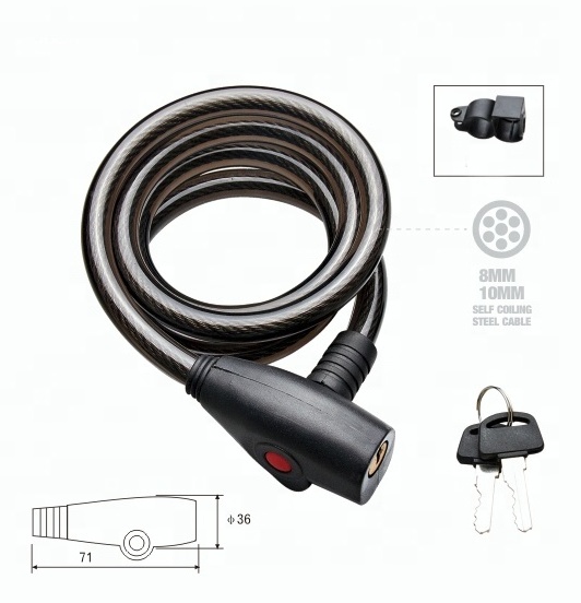 New Type Dust Proof Bicycle Cable Lock with Keys Foldable Bike Cable Lock OEM Portable Bikelock with Bracket bike lock