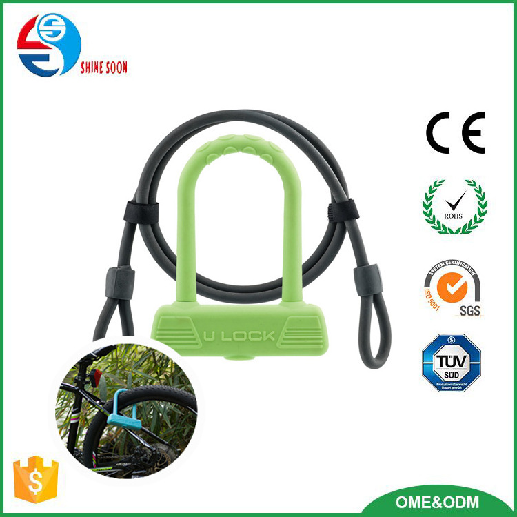 Silicone Bicycle U Lock with Cable High Quality Foldable Cable Lock & U Lock Lengthened bike security Candy Color Bikelock