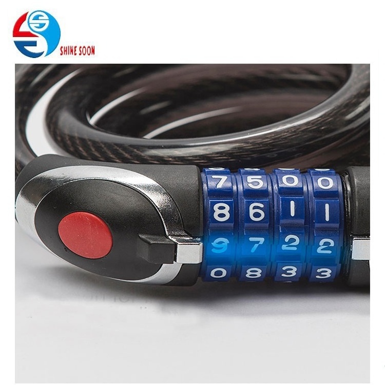 bicycle lock combination code password fingerprint cable bike locks with led light 4 digits combination cable bike lock