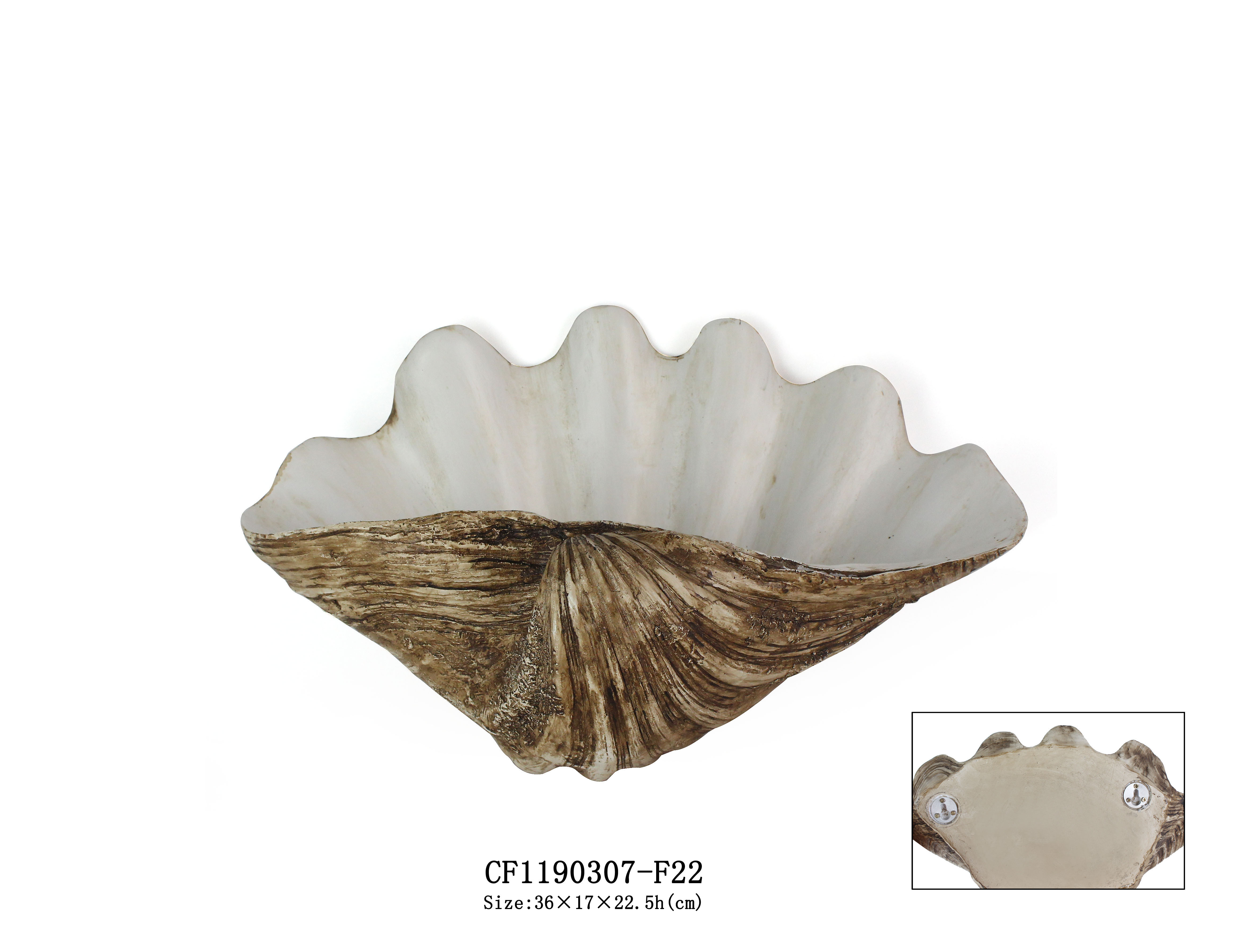 Wholesaler Artificial Resin Garden Clam Shells Statue Coastal Sea Shell Planter Nautical Wall Decor