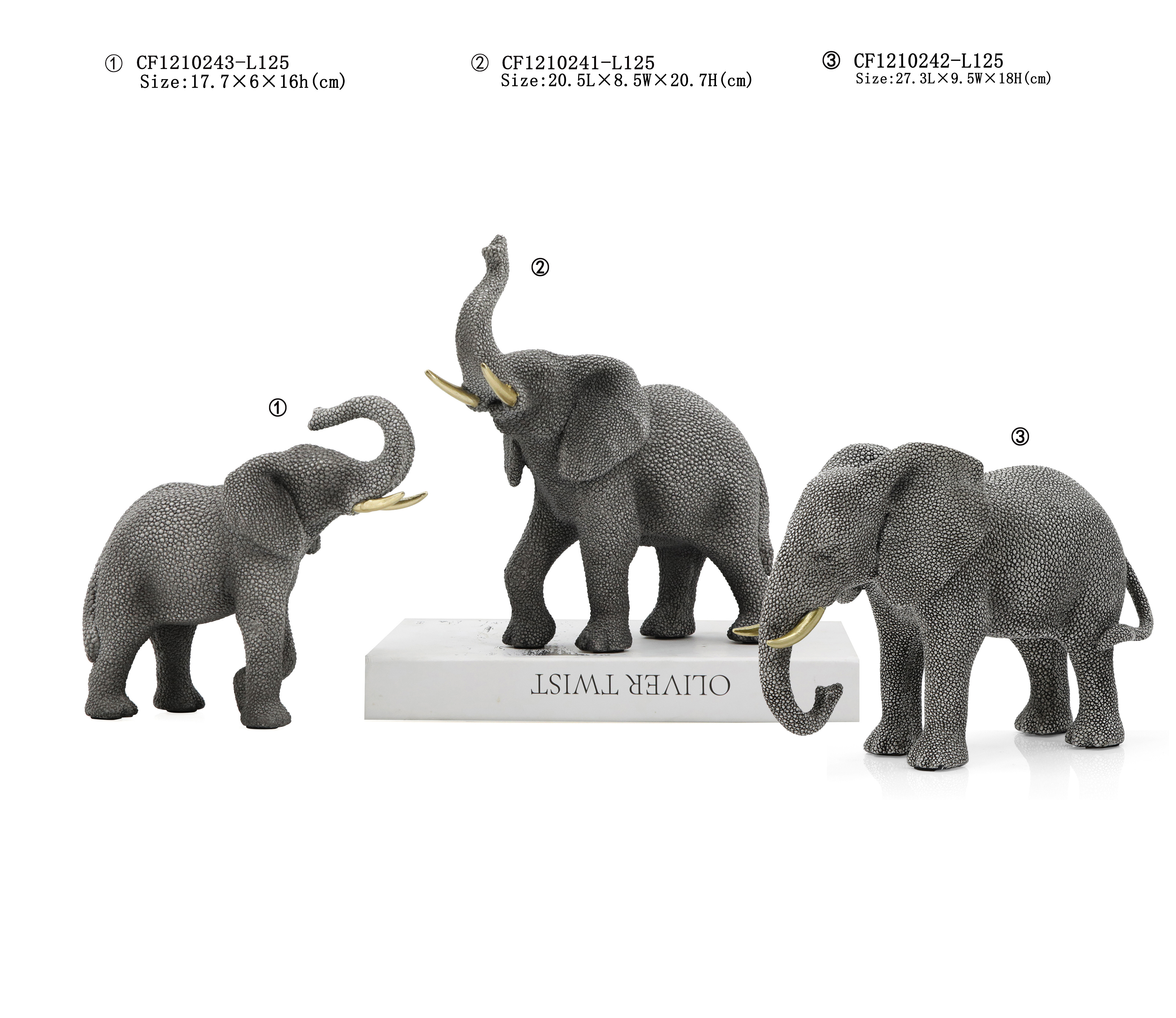 New Launched Resin Animal Elephant Statue On Pearl Fish Texture For Decorative Home Ornament