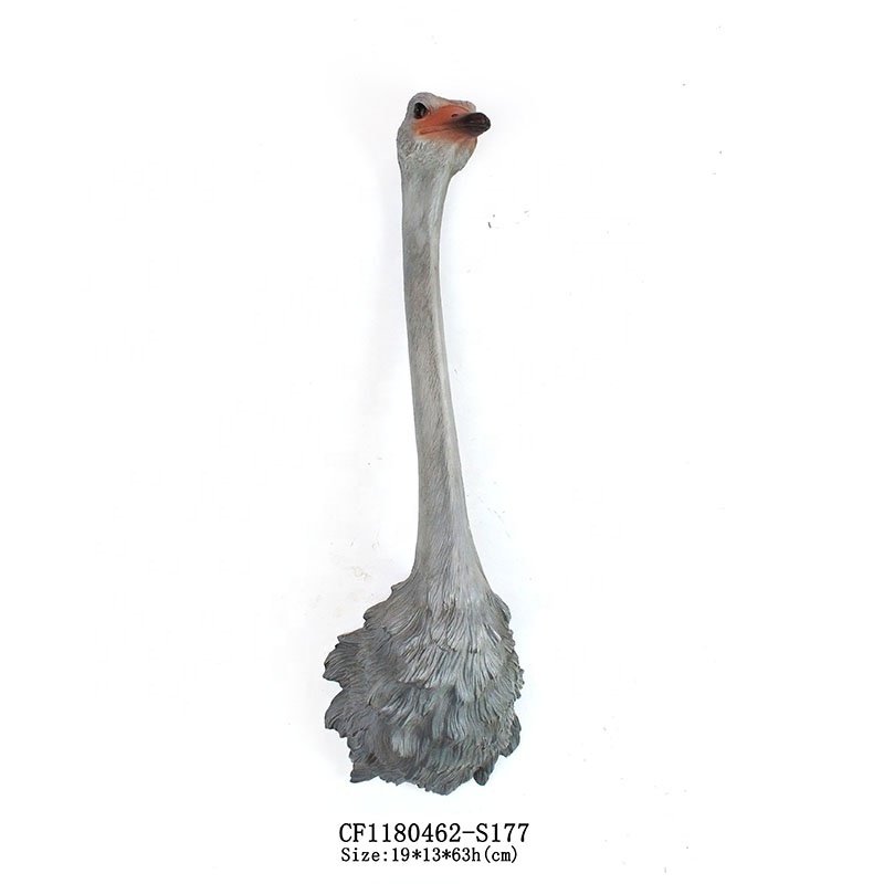 Ostrich Flamingo Wall Hook Resin Red-crowned Crane Peacock Animal Head Home Decorative Objects Nordic wall decor handicraft