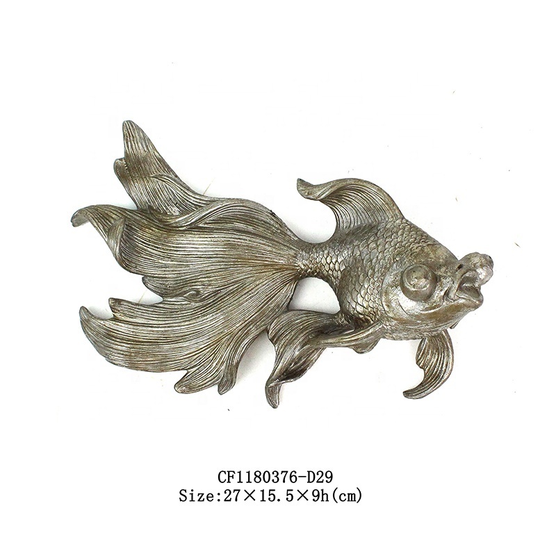 Resin silver foil goldfish 3D fish sculpture wall decor