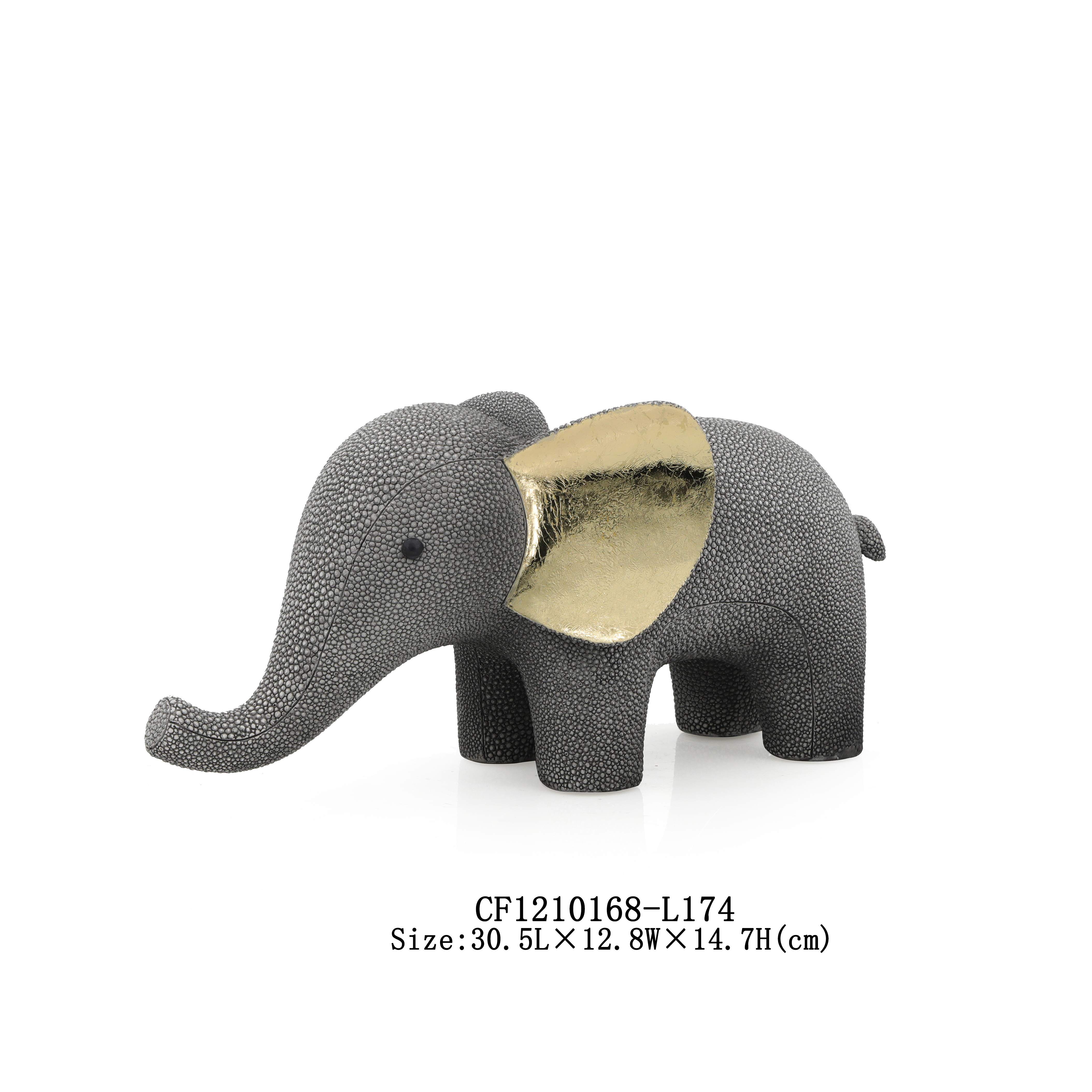 New Launched Resin Animal Elephant Statue On Pearl Fish Texture For Decorative Home Ornament