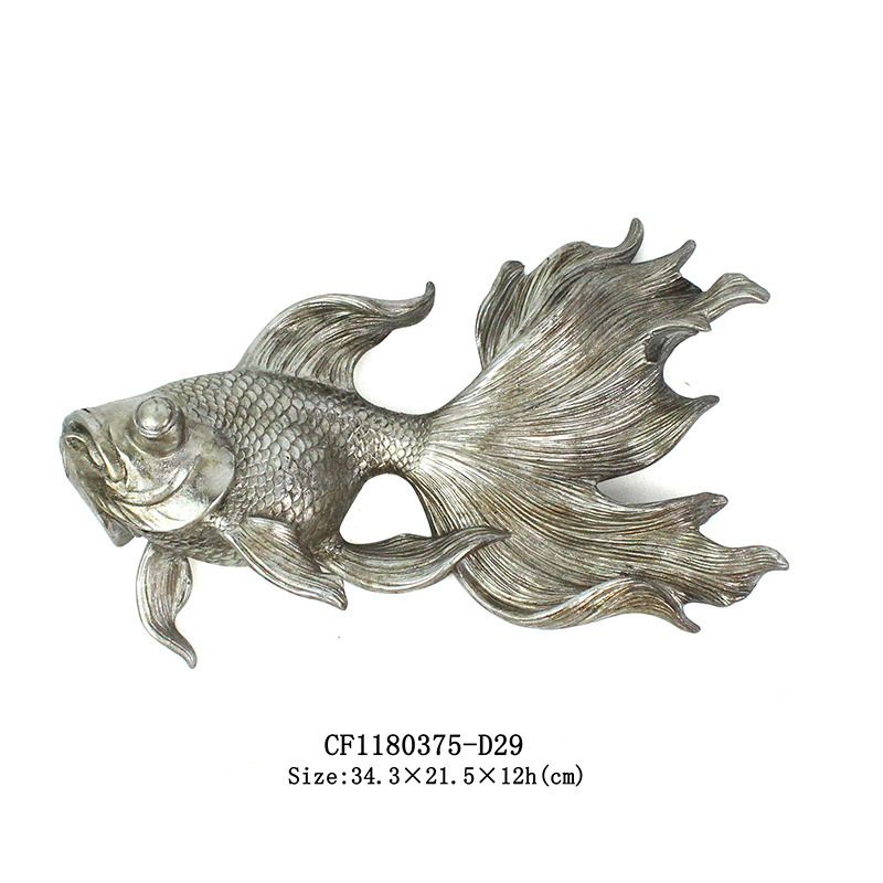 Resin silver foil goldfish 3D fish sculpture wall decor