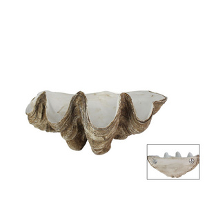 Wholesaler Artificial Resin Garden Clam Shells Statue Coastal Sea Shell Planter Nautical Wall Decor