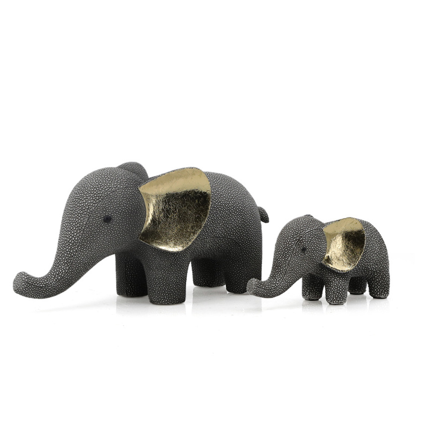 New Launched Resin Animal Elephant Statue On Pearl Fish Texture For Decorative Home Ornament