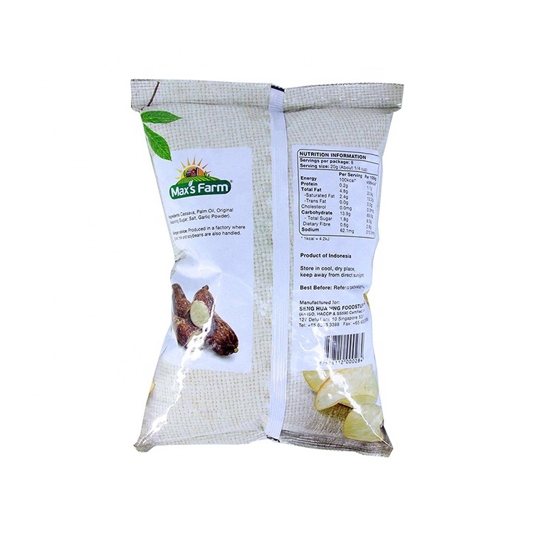 Cassava Plantain Banana Corn Tortilla Potato Chips Customized Aluminum Foil Fin Seal Snack Packing Bag