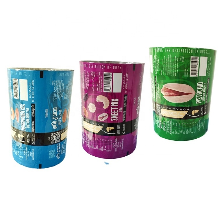 custom printing pistachio nuts almonds cashew snack plastic roll film packaging