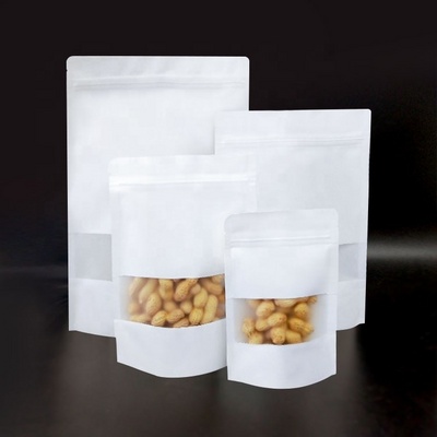 Custom Packaging Resealable Matte Stand Up Pouch Plastic Zip Lock With Window white Mylar Bags