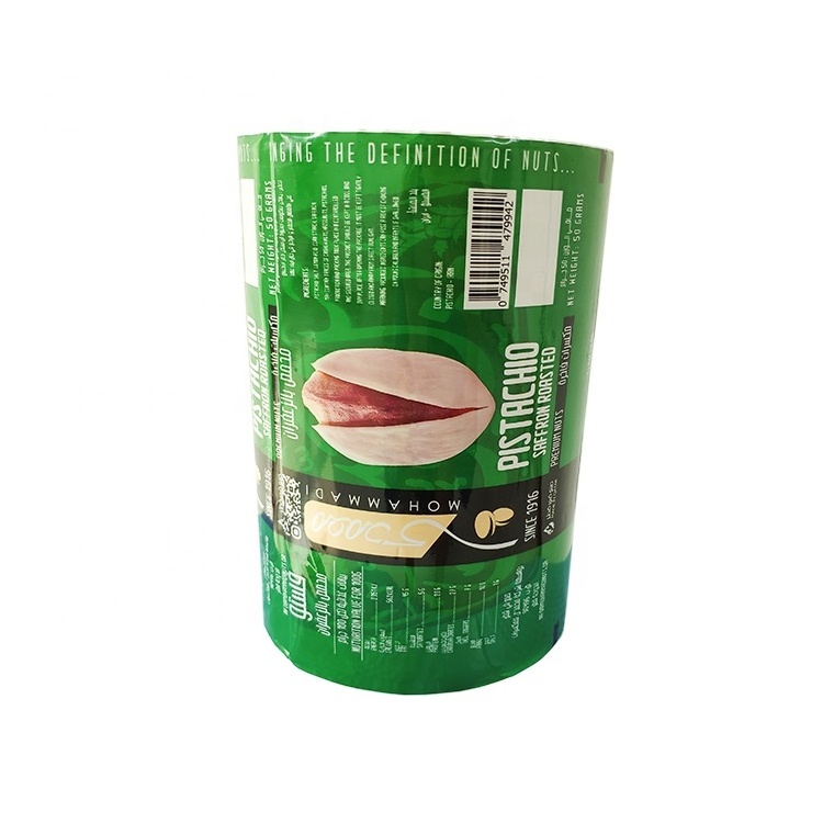 custom printing pistachio nuts almonds cashew snack plastic roll film packaging