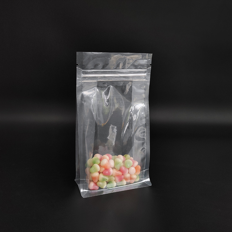 14x24cm Food Packaging Zipper Transparent Resealable Plastic Food Grade Flat Bottom Zip Lock Plastic Clear Packaging Bag