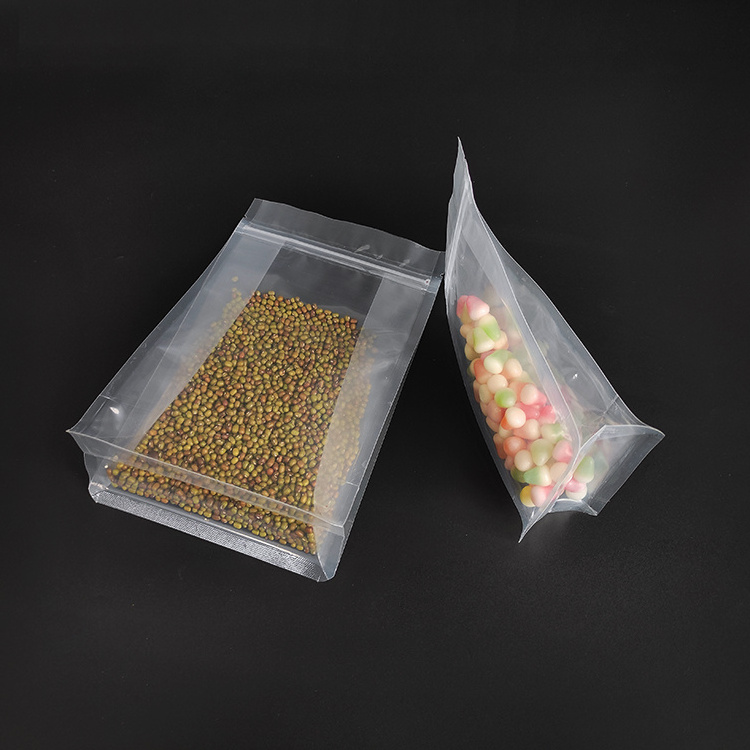 14x24cm Food Packaging Zipper Transparent Resealable Plastic Food Grade Flat Bottom Zip Lock Plastic Clear Packaging Bag