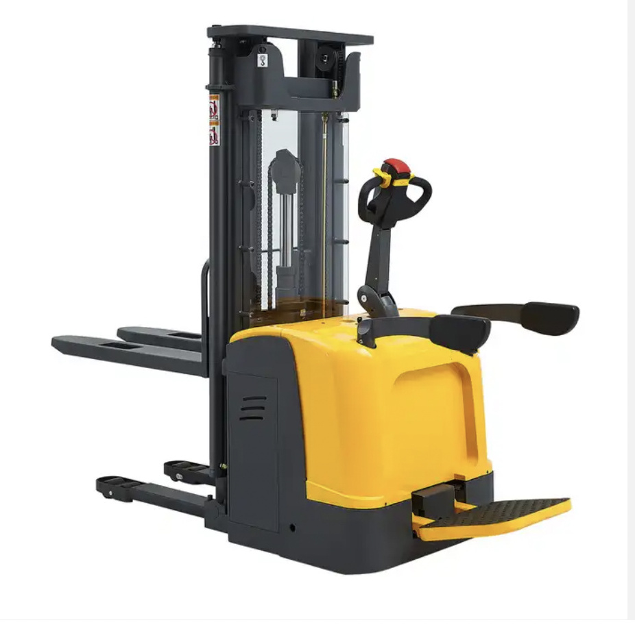 Popula 1ton 1.2ton 1.5ton Electric Hydraulic Automatic Standing Pallet Stacker For Warehouse