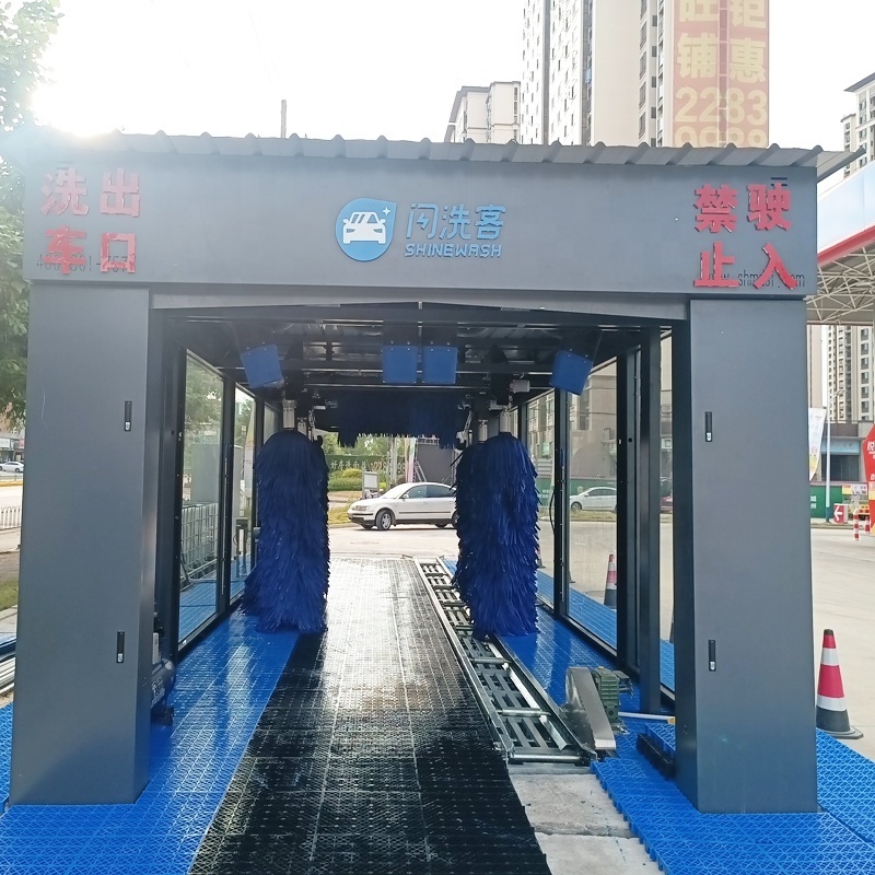 Fully automated tunnel car wash machine 9 brushes conveyor car wash tunnel car washer system cost