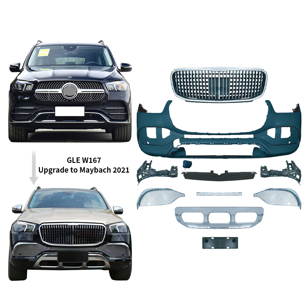 Full Set Car Facelift Front Grille Bumper W167 Bodykit Body Kit for Mercedes Benz GLE W167 Upgrade to Maybach AMG 63 2020 2021