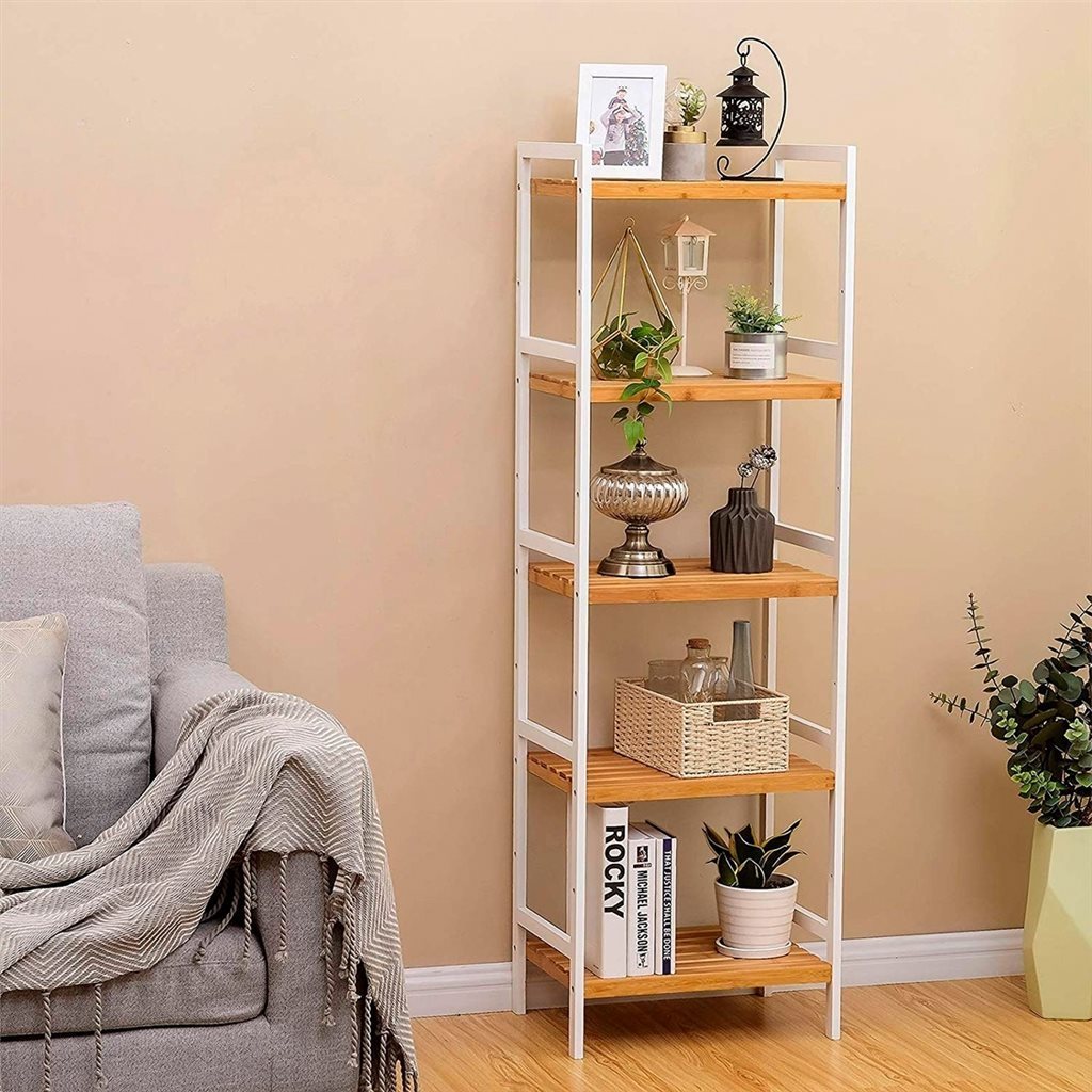 Plant Pot Stand Rack Shelf 5 Tier Wood Display Shelf Tall Flower Stand