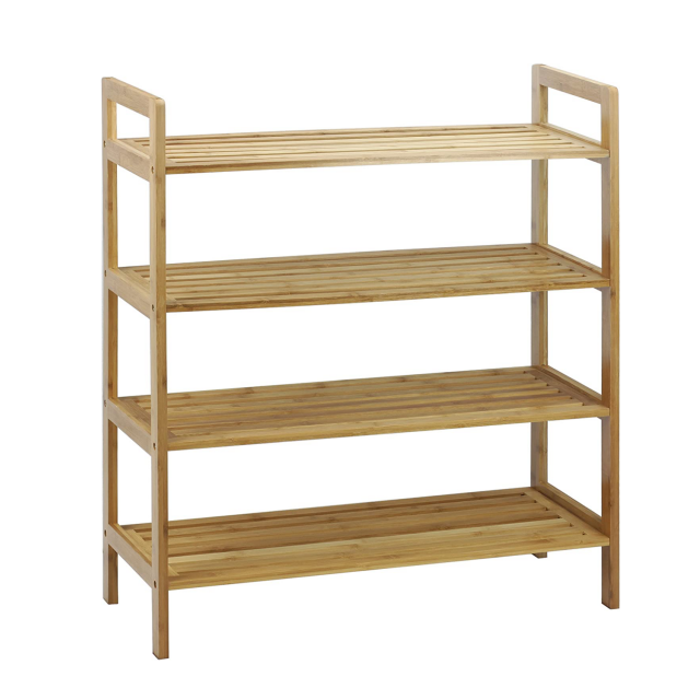 Wholesale 4-tier Bamboo Wooden Shoe Organizer Shoes Stand Display Outdoor Shoe Rack Waterproof