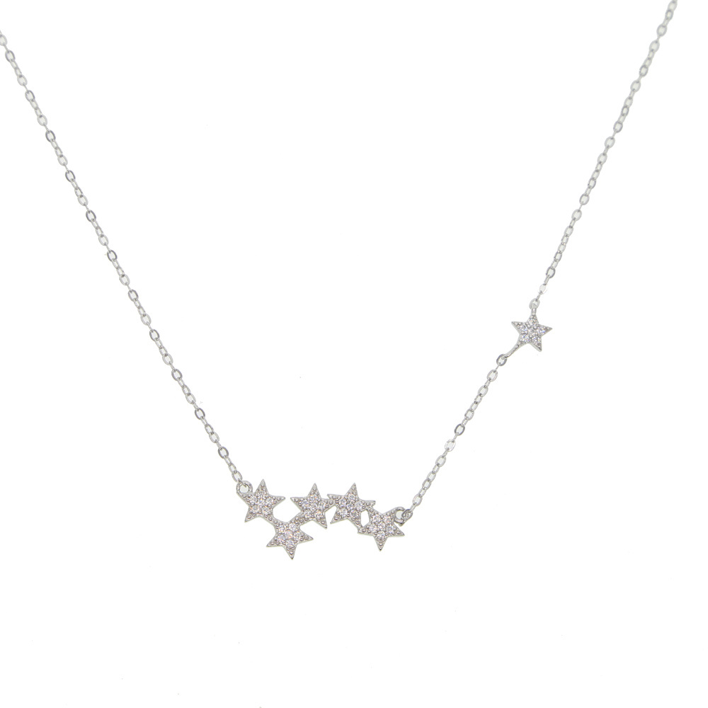 Fine 925 sterling silver chain Star design micro paved cz star charm elegance lovely girl women Christmas gift star necklace