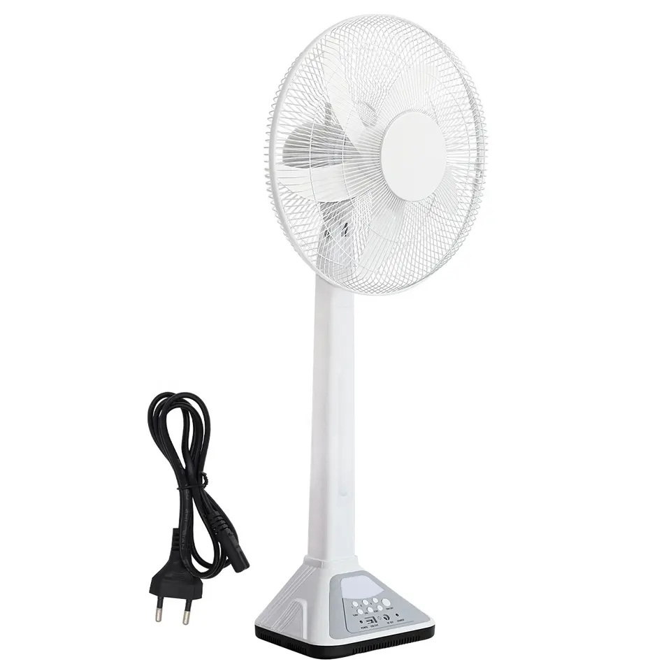 Portable Mini 16 Inch With Led Lamp Solar Table Fan For Home Energy 12V Dc Ac Rechargeable Solar Fan