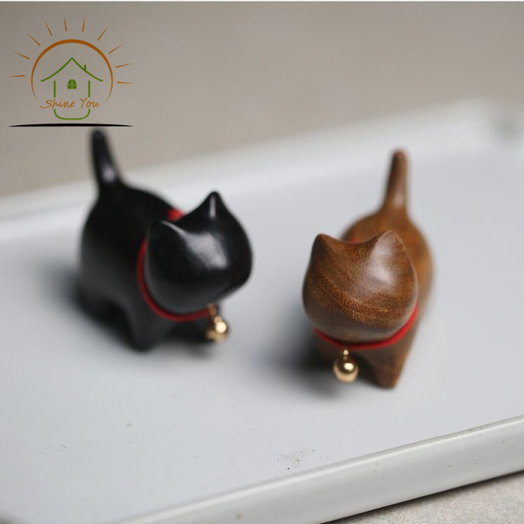 Black Wooden dog ornaments Sculptures Home Desktop decoration