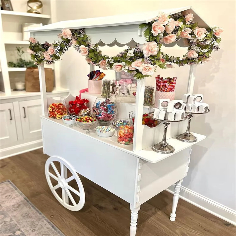 2023 hot sale cylinder mobile flower cart candy cart display chocolate display stand Racks with wheel