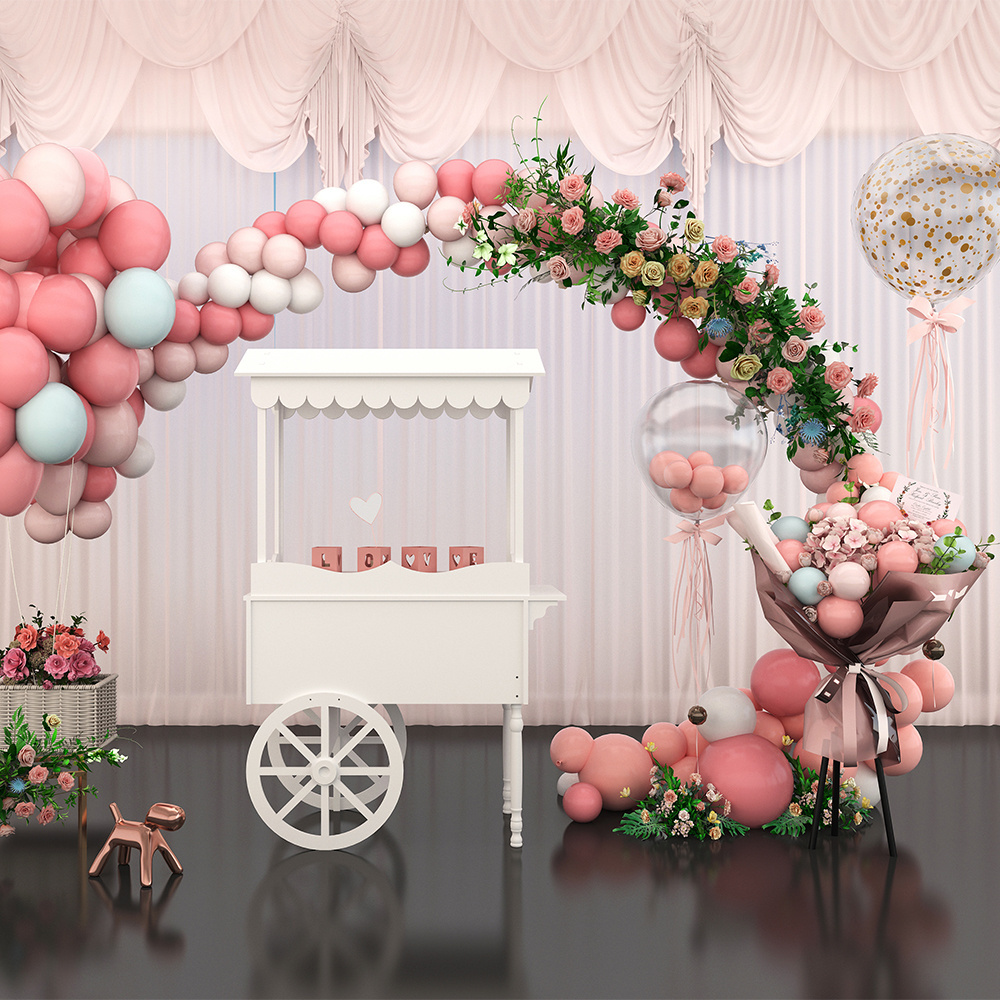 Customized Flower Candy Carts With Wheels For Wedding Children Christmas Dessert Party Decoration