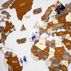 Wooden 3d world map, home decoration, travel adventure belt map fine carved world map office