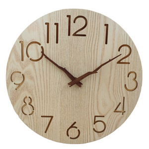 Round Wall Clock Silent Non-Ticking Clock Wood Natural Home Decor for for Living Room Kitchen Bedroom Office