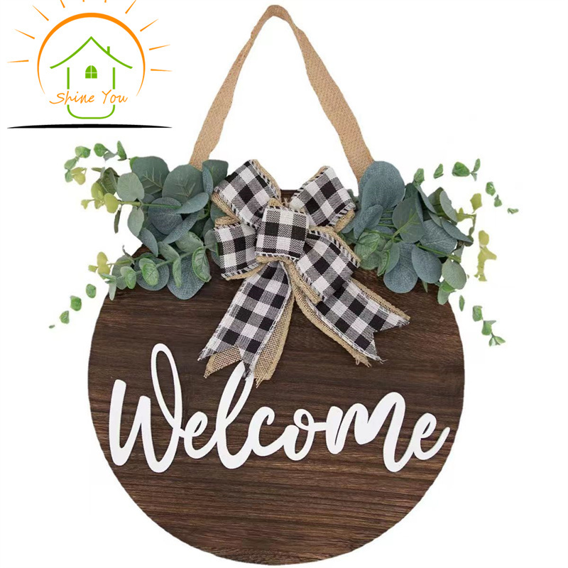 Custom Wood Sign Sweet Home Hanging Wall Decoration Wooden Circle Door Sign For Bedroom