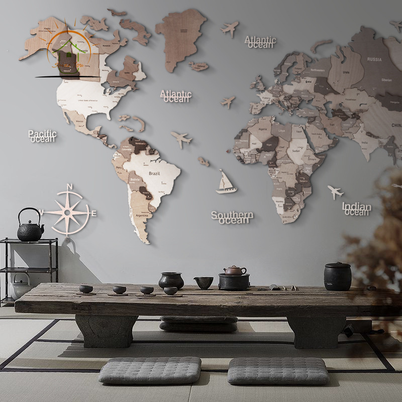 New World Travel Map home office gifts light Home decor decoration art wall