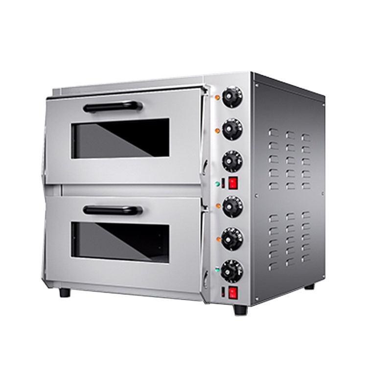 Commercial Restaurant Bread Cake Baking Electric Pizza Oven 2 Decks 2 Layers Forno Double Stainless Steel SY 1 Set Pizza Horno