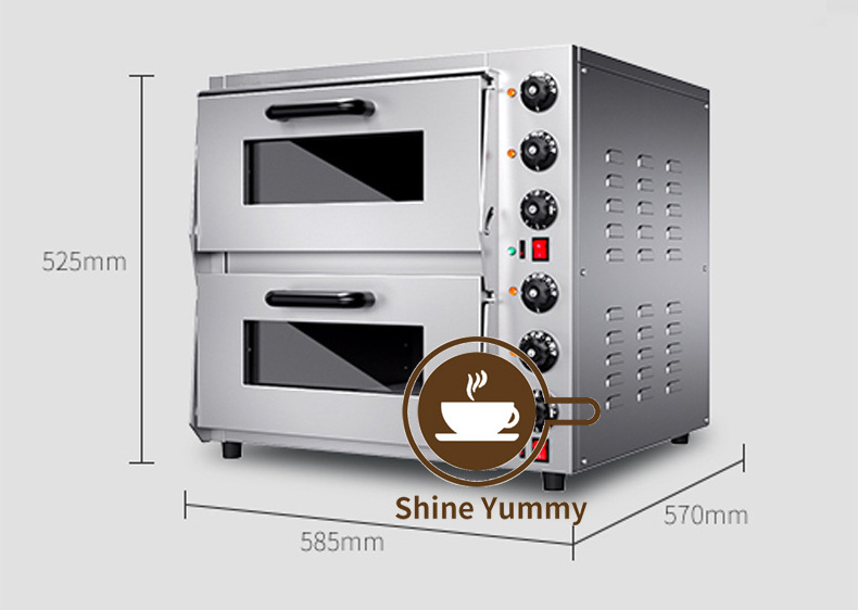 Commercial Restaurant Bread Cake Baking Electric Pizza Oven 2 Decks 2 Layers Forno Double Stainless Steel SY 1 Set Pizza Horno