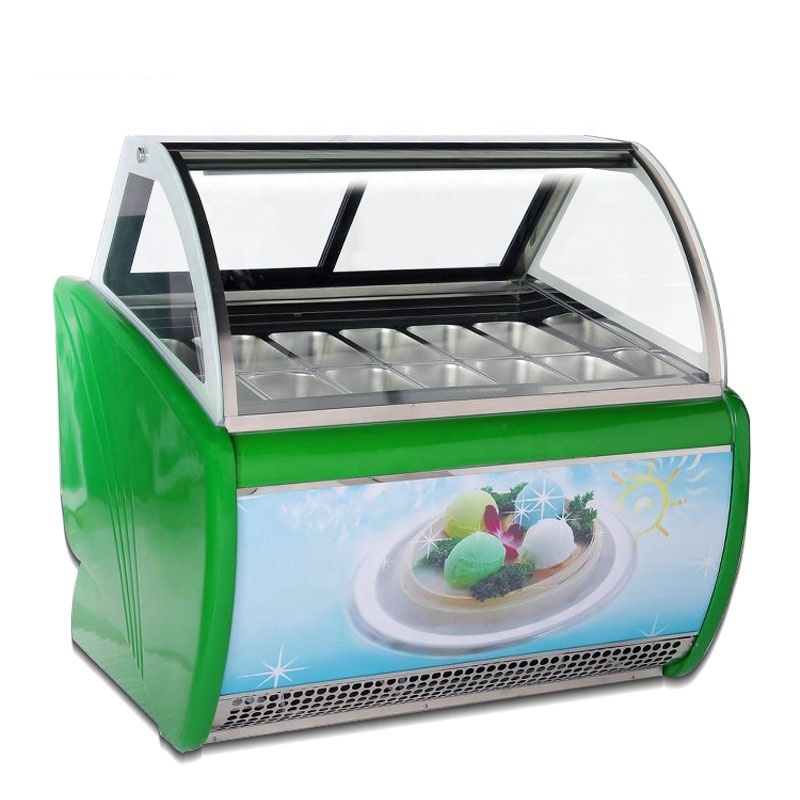 Hot Sale 12 14 16 18 Trays Commercial Mini Ice Cream Gelato Display Freezer