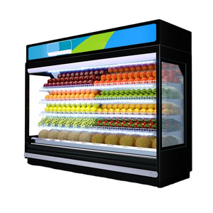 Supermarket Refrigerated Fruit Vegetable Display Open Chiller Fridge Showcase Multideck Refrigerator