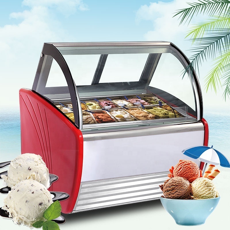 Hot Sale 12 14 16 18 Trays Commercial Mini Ice Cream Gelato Display Freezer