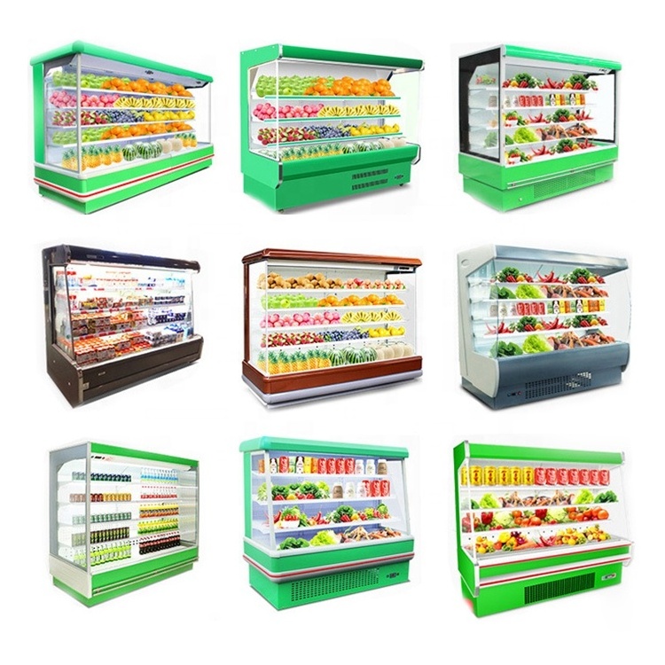 Supermarket Refrigerated Fruit Vegetable Display Open Chiller Fridge Showcase Multideck Refrigerator