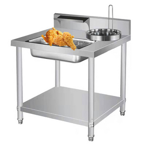 Restaurant Equipment Stainless Steel Work Table Commercial KFC Breading Table For Fried Chicken