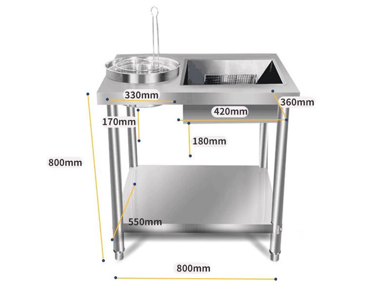 Restaurant Equipment Stainless Steel Work Table Commercial KFC Breading Table For Fried Chicken