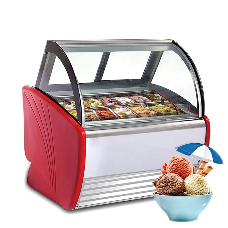 Hot Sale 12 14 16 18 Trays Commercial Mini Ice Cream Gelato Display Freezer