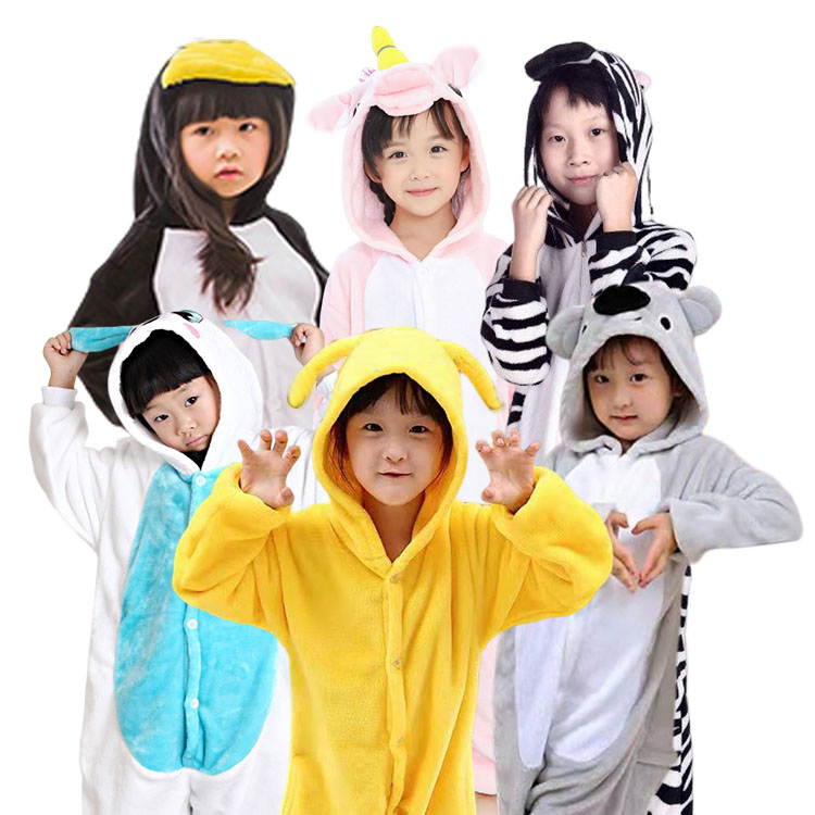 High Quality baju anak pyjamas kids Cartoon Stitch Pajamas Onesie Loungewear Flannel Kigurumi Pijamas